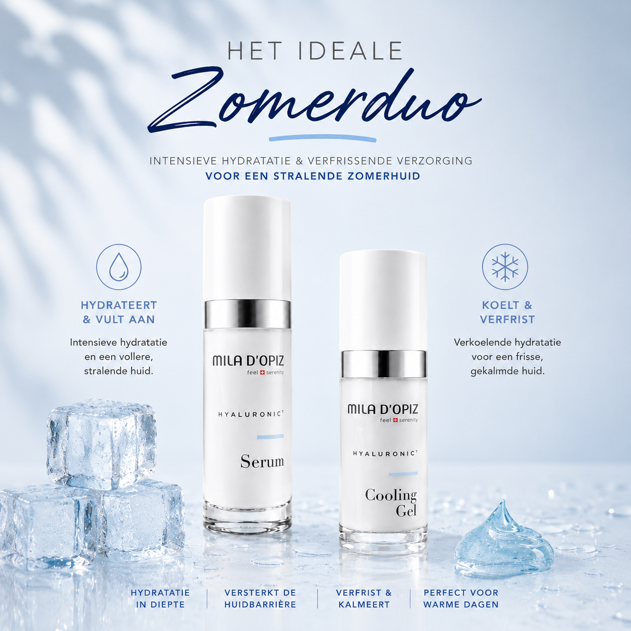 Mila d’Opiz Summer Hydration duo |Hyaluronic⁷ Serum & Cooling Gel