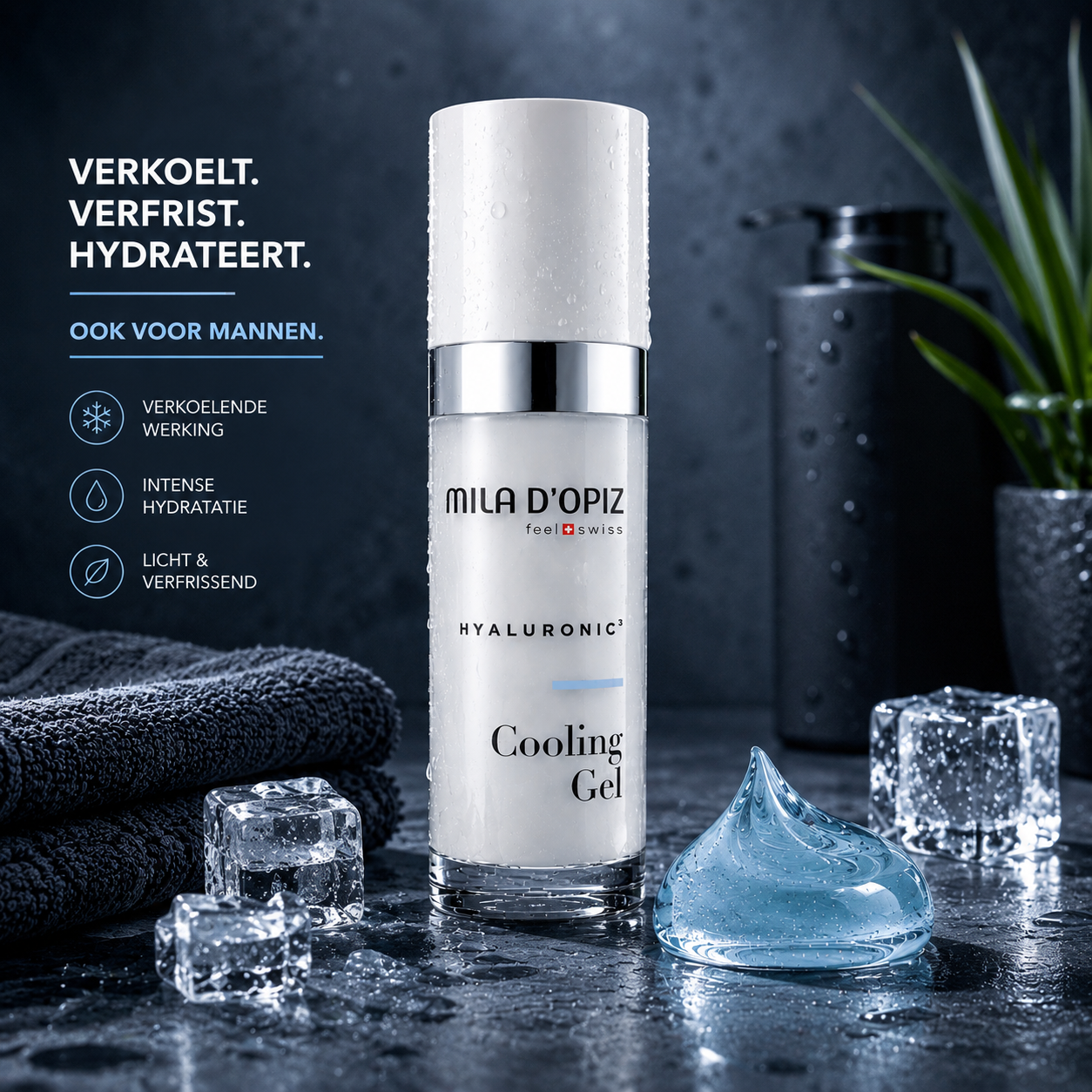 Mila d’Opiz Cooling Gel voor mannen – directe verkoeling en langdurige hydratatie