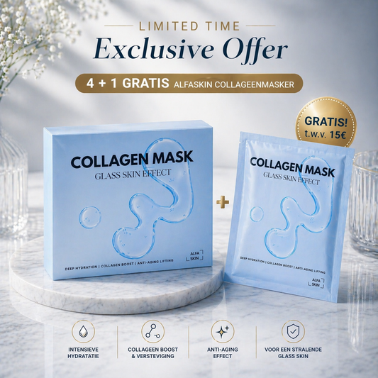 AlfaSkin Collageen masker 5 stuks - glass skin 4 + 1 gratis