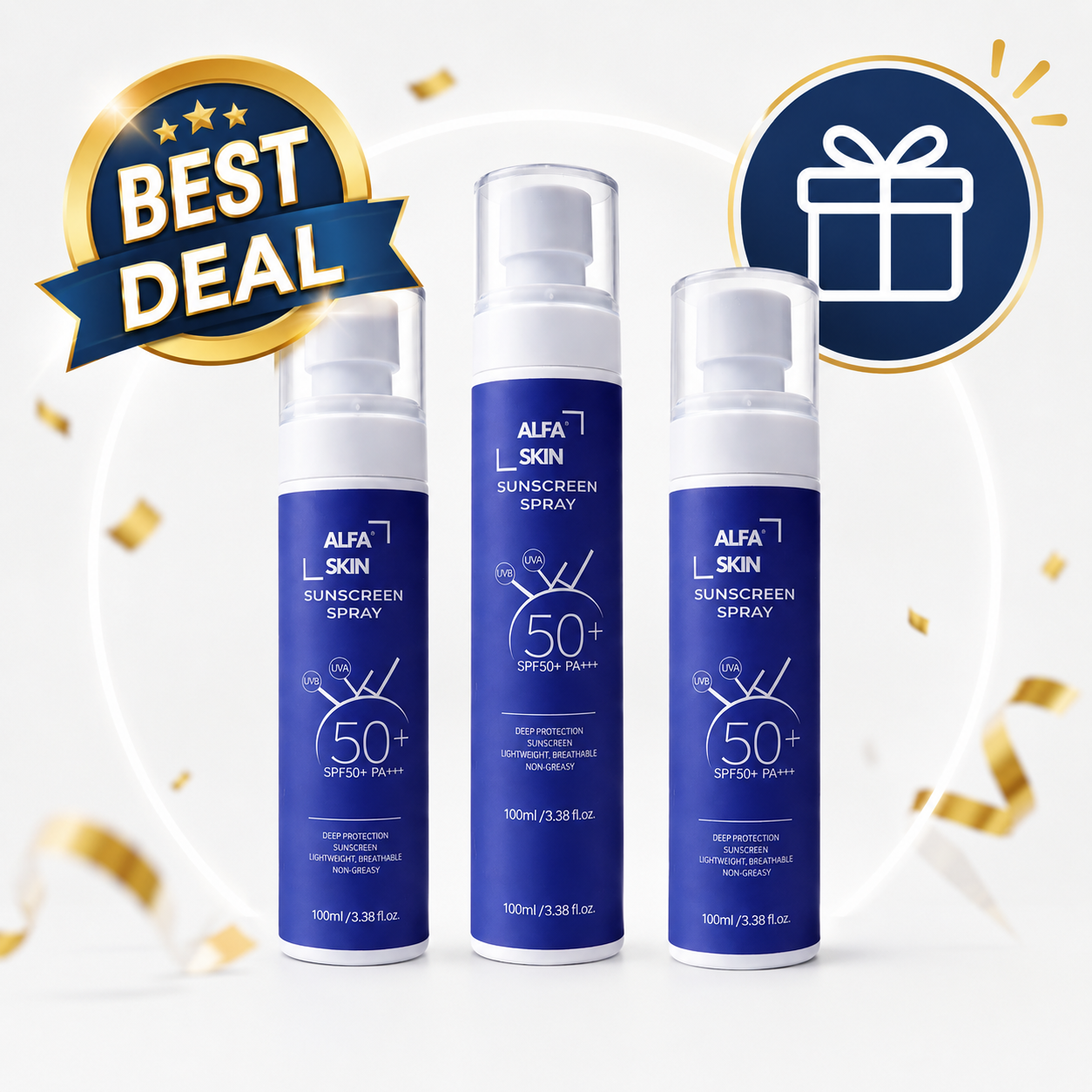 Alfaskin SPF 50 transparant spray - 3 stuks
