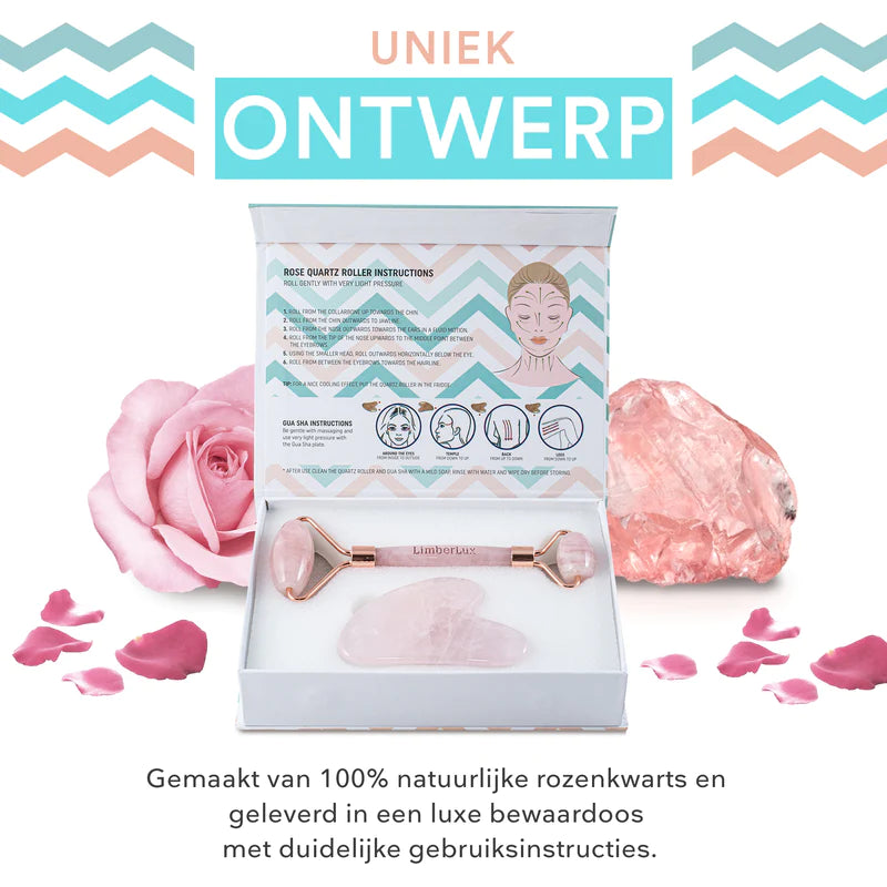 Rose Quartz Jade Roller & Gua Sha set